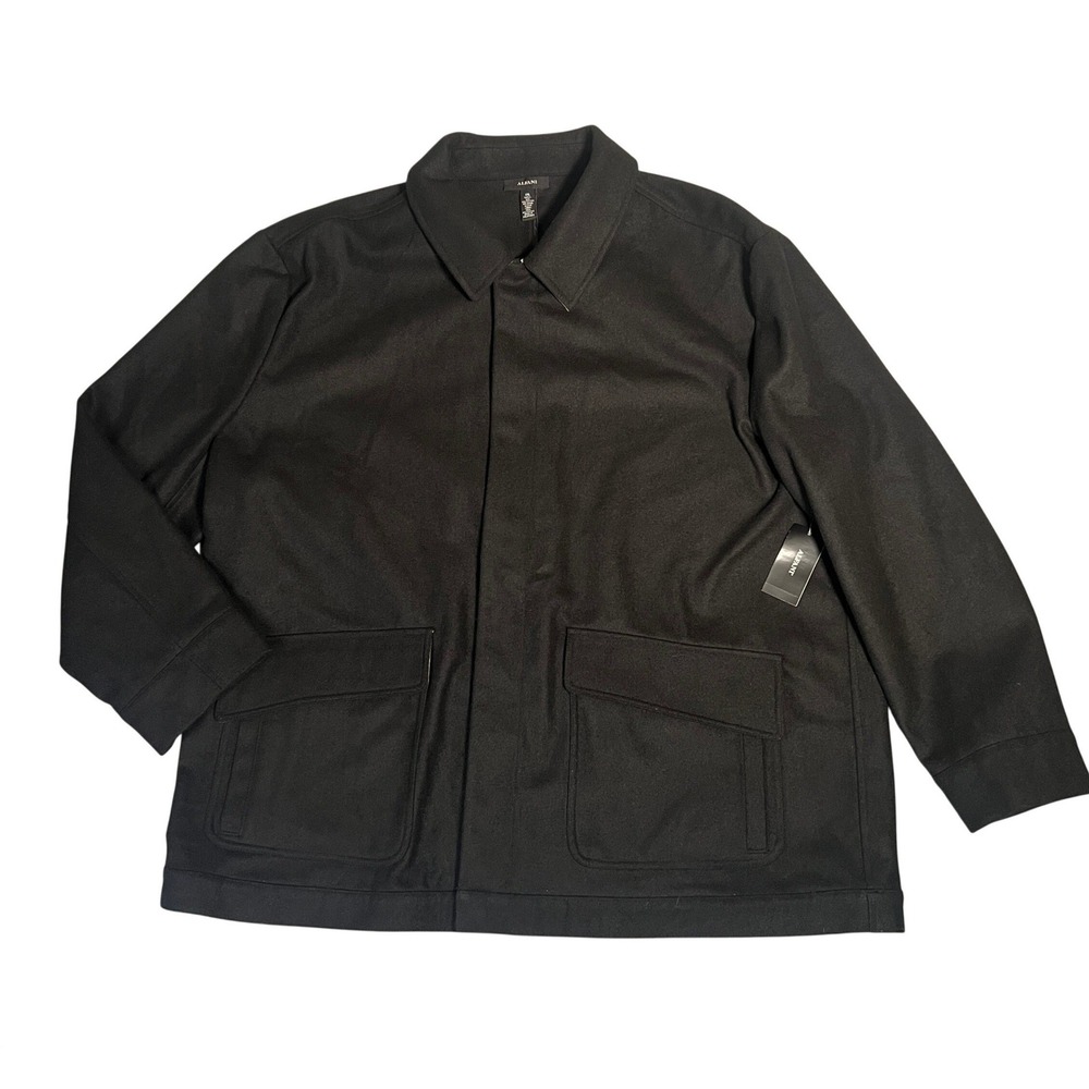 Alfani Men's Black Wool Blend Jacket Coat XXL Snap Front Classic‎ NEW